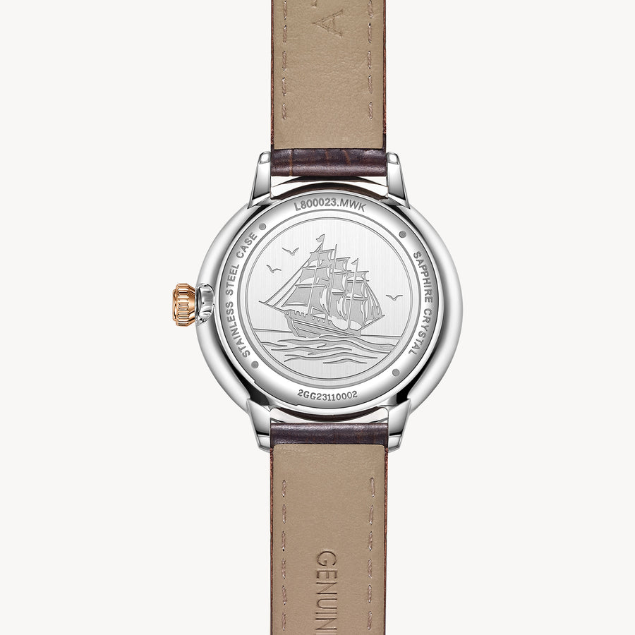 FIYTA Joyart Classic Pair Women's Quartz Watch 28 mm L800023.MWK detail image (White Dial / Brown Strap)