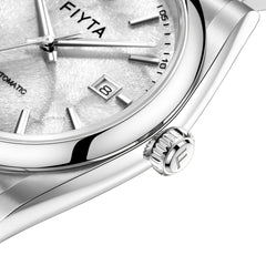 FIYTA Ginkgo Relief Men's Automatic Watch GA520013.WWW detail image (Silver Dial / Silver Strap)
