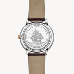 FIYTA Joyart Classic Pair Men's Quartz Watch 41 mm – 50 m G800023.MWK detail image (White Dial / Brown Strap)