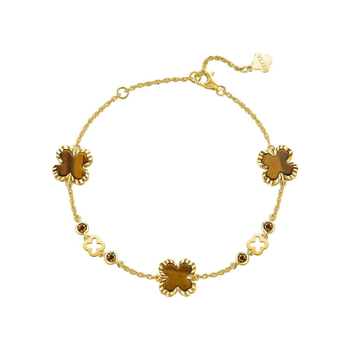Tiger’s Eye Clover Bracelet Jewelry for Women - FIYTA
