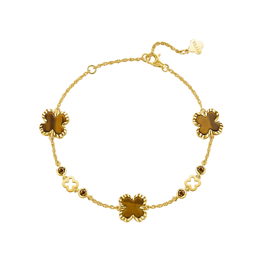 Tiger’s Eye Clover Bracelet Jewelry for Women - FIYTA