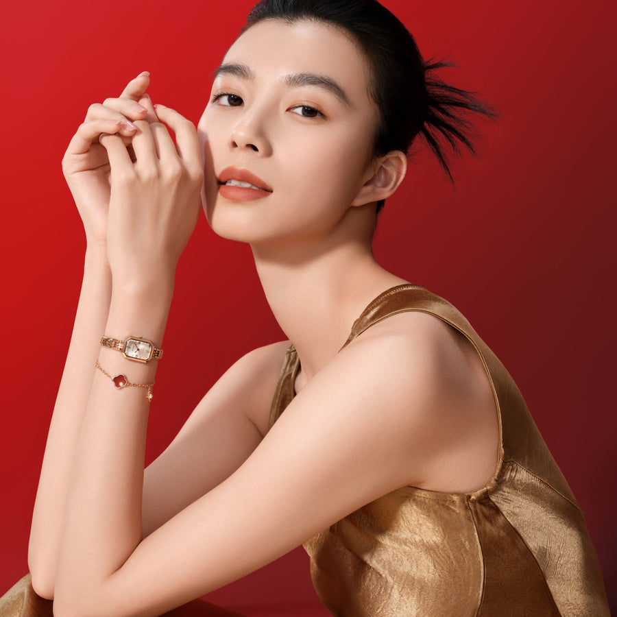 FIYTA Eastern Grace Suzhou Embroidery Watch & Jewelry Gift Set L865039.PFP-AB0012.PSDG detail image (Persimmon Bracelet (AB0012.PSDG))
