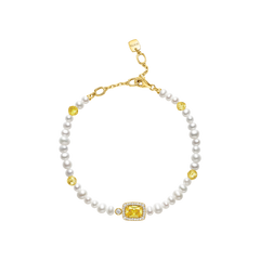 Sugar Cube Collection Women Pearl Bracelet - Honey Yellow
