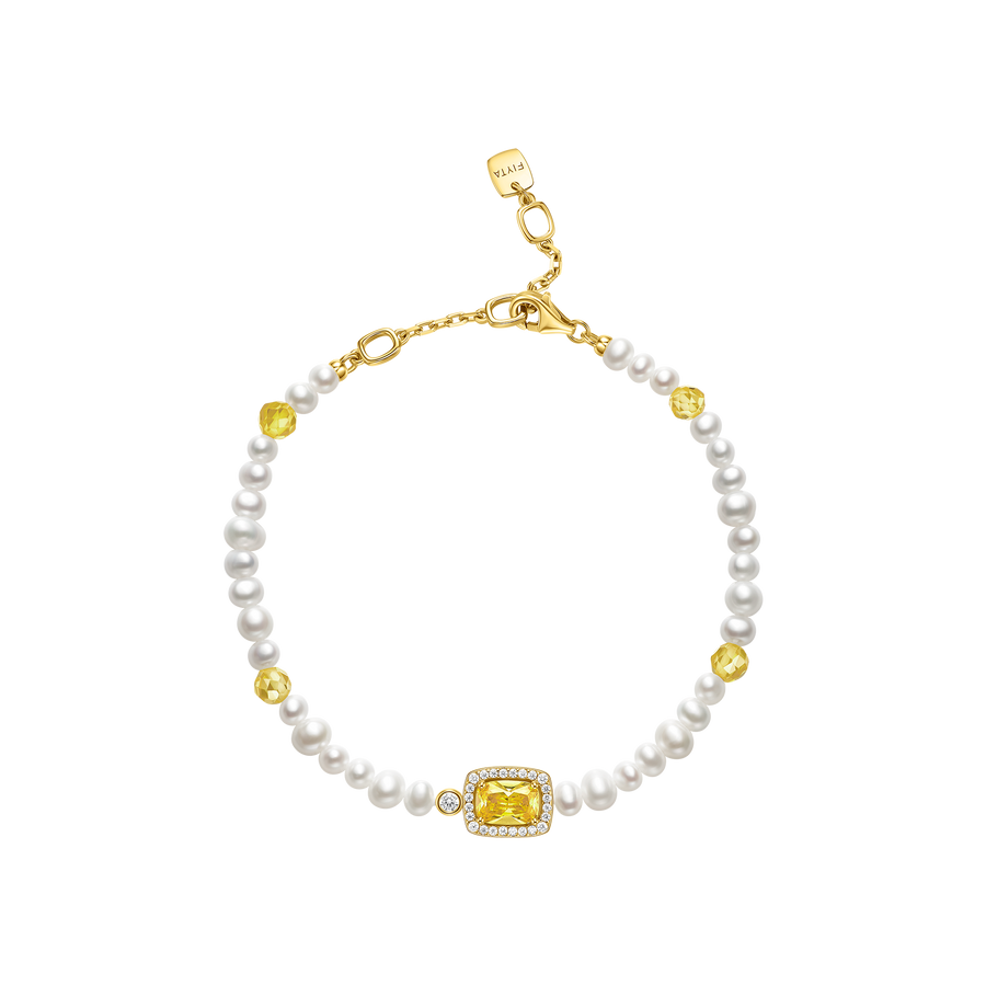 Sugar Cube Collection Women Pearl Bracelet - Honey Yellow