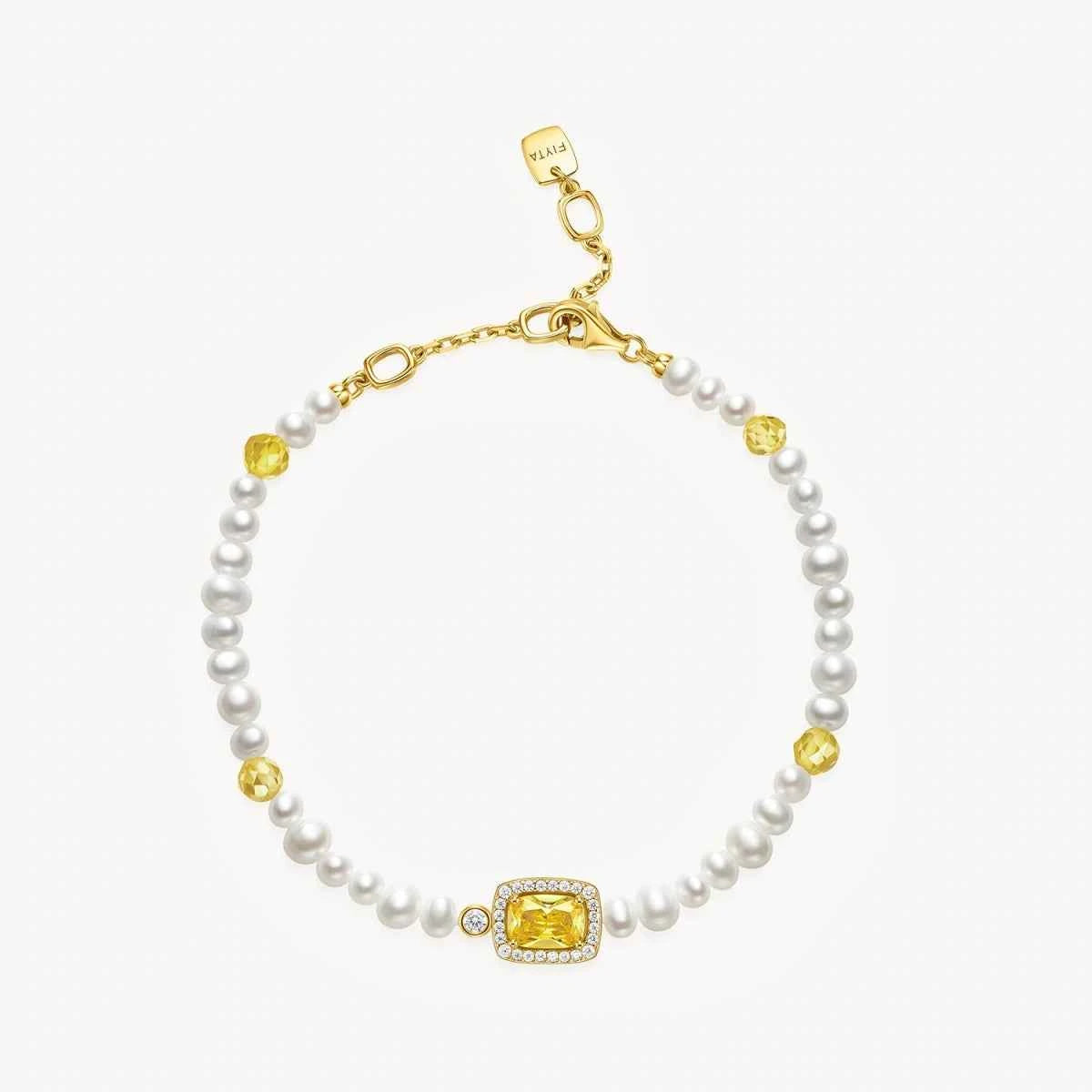 Sugar Cube Collection Women Pearl Bracelet - Honey Yellow