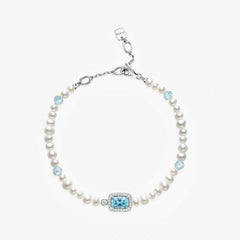 Sugar Cube Collection Women Pearl Bracelet - Aqua Blue