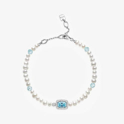 Sugar Cube Collection Women Pearl Bracelet - Aqua Blue