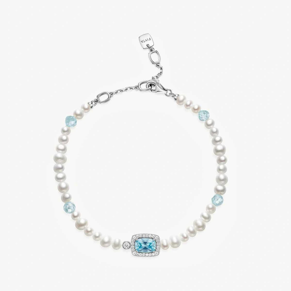 Sugar Cube Collection Women Pearl Bracelet - Aqua Blue