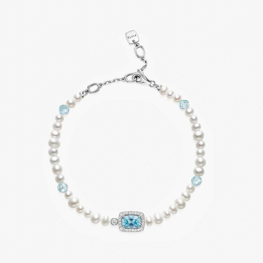 Sugar Cube Collection Women Pearl Bracelet - Aqua Blue