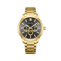 FIYTA Urban Modern Men's Quartz Watch DG800030.GBG product view (Black Dial / Gold Strap)