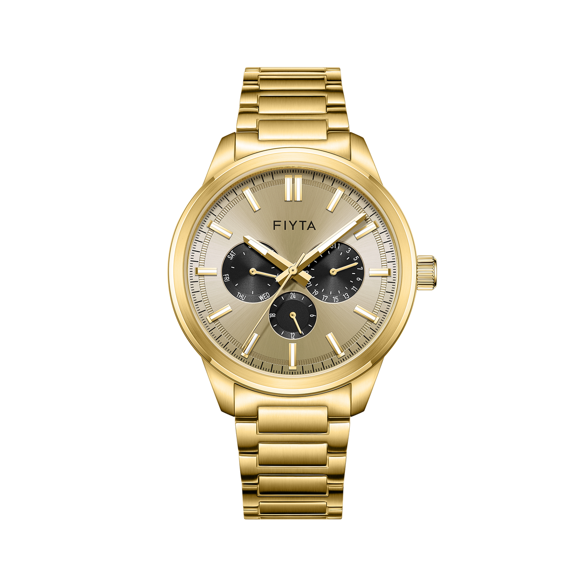 FIYTA Urban Modern Men's Quartz Watch DG800030.GGG product view (Gold Dial / Gold Strap)