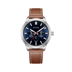 FIYTA Urban Modern Men's Quartz Watch DG800030.WLK product view (Navy Blue Dial / Brown Strap)