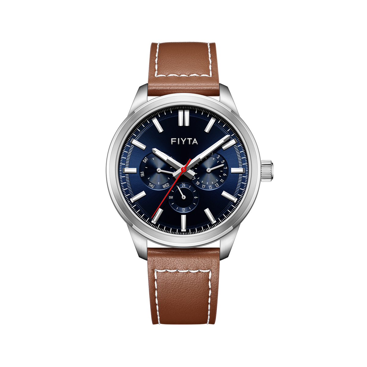 FIYTA Urban Modern Men's Quartz Watch DG800030.WLK product view (Navy Blue Dial / Brown Strap)