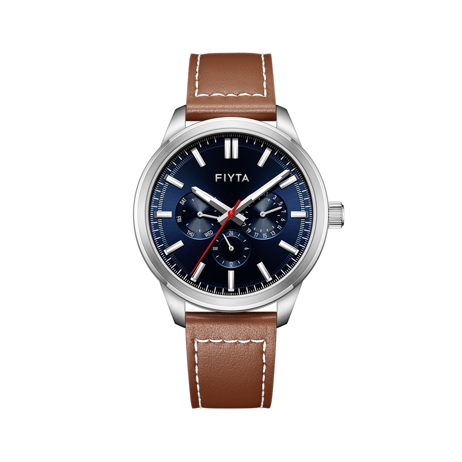 FIYTA Urban Modern Men's Quartz Watch DG800030.WLK product view (Navy Blue Dial / Brown Strap)