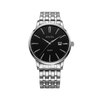 FIYTA Timeless Pair Men's Quartz Watch (No Returns Or Exchanges) DG802002.WBW product view (Black Dial / Silver Strap — Final Sale) (DG802002.WBW)