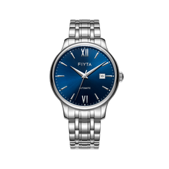 FIYTA Minimalist Automatic Men's Automatic Watch (No Returns Or Exchanges) DGA29005.WLW product view (Navy Blue Dial / Silver Strap — Final Sale)