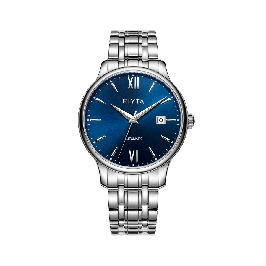 FIYTA Minimalist Automatic Men's Automatic Watch (No Returns Or Exchanges) DGA29005.WLW product view (Navy Blue Dial / Silver Strap — Final Sale)
