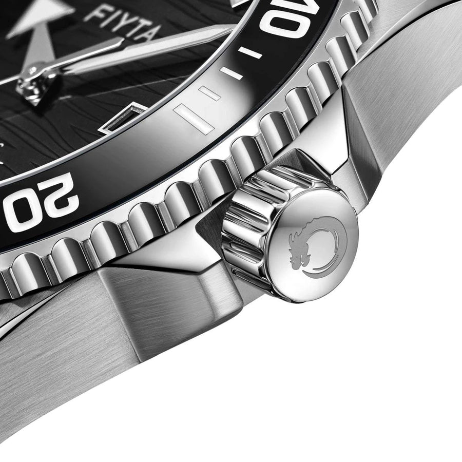 FIYTA Diver Gen 3 Men's Automatic Watch DGA33002.WBB detail image (Black Dial / Black Strap)