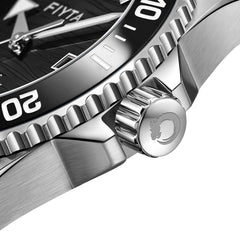 FIYTA Diver Gen 3 Men's Automatic Watch DGA33002.WBW detail image (Black Dial / Silver Strap)
