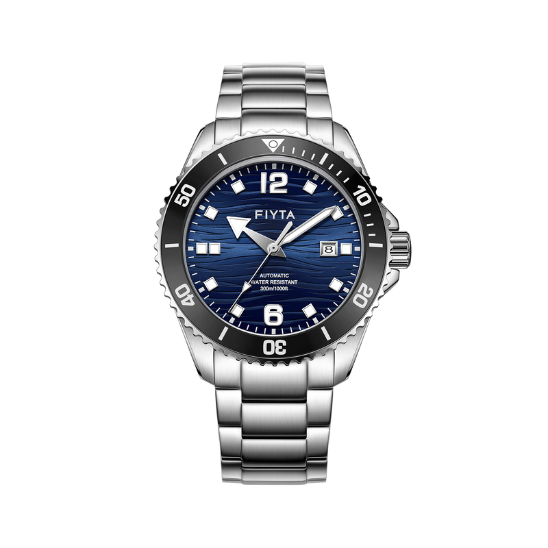 FIYTA Diver Gen 3 Men's Automatic Watch DGA33002.WLW product view (Navy Blue Dial / Silver Strap)