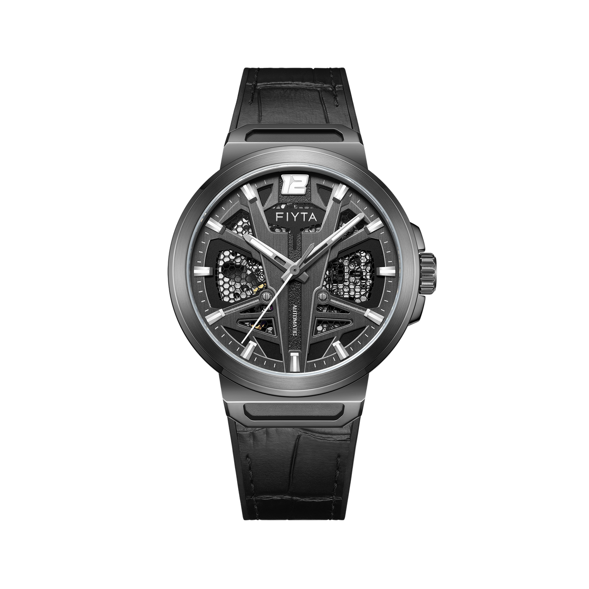 FIYTA Space Capsule Men's Automatic Watch 42 mm DGA35006.HHB.B product view (Black Dial / Black Strap / Leather (DGA35006.HHB.B)) (DGA35006.HHB.B)