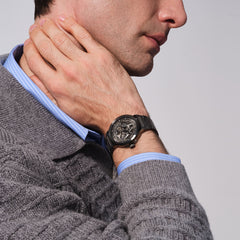 FIYTA Space Rocket Men's Automatic Watch DGA35011.HHH wearing photo 2 (Black Dial / Black Strap)