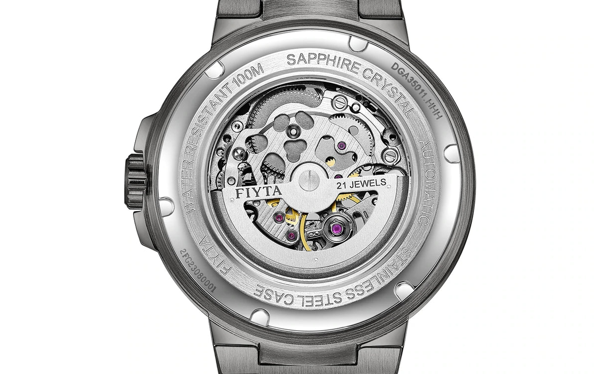 FIYTA Space Rocket DGA35011.HHH automatic movement visible through the exhibition caseback