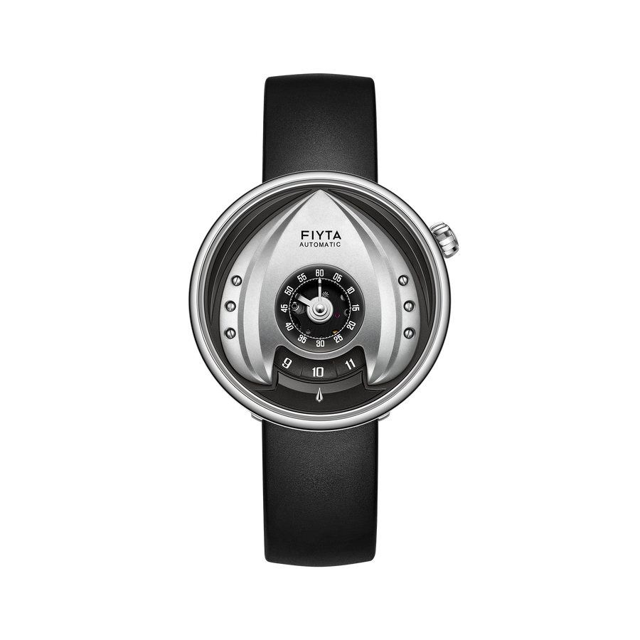 Interstellar Collection "Space Shuttle" Men's Mechanical Watch - FIYTA (Silver Dial / Black Strap)