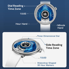 Interstellar Collection "Space Shuttle" Men's Mechanical Watch - FIYTA (Navy Blue Dial / White Strap)