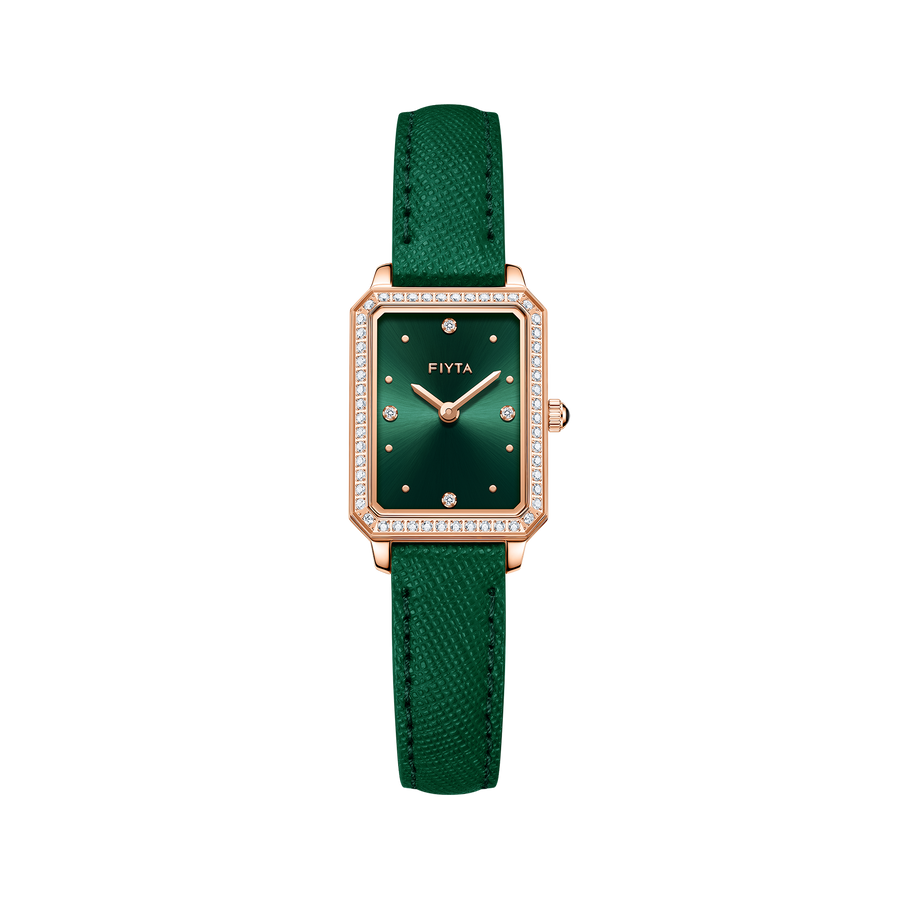 FIYTA Enchanting Square Women's Quartz Watch DL21006.PNND product view (Mint Green Dial / Mint Green Strap)