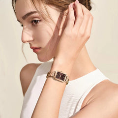 FIYTA Roman Radiance Bracelet Women's Quartz Watch DL21007.PKP detail image (Brown Dial / Rose Gold Strap)
