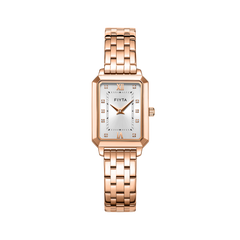 FIYTA Roman Radiance Bracelet Women's Quartz Watch DL21007.PWP product view (White Dial / Rose Gold Strap / Stainless steel (DL21007.PWP))