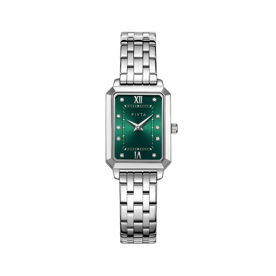 FIYTA Roman Radiance Bracelet Women's Quartz Watch DL21007.WNW product view (Mint Green Dial / Silver Strap)