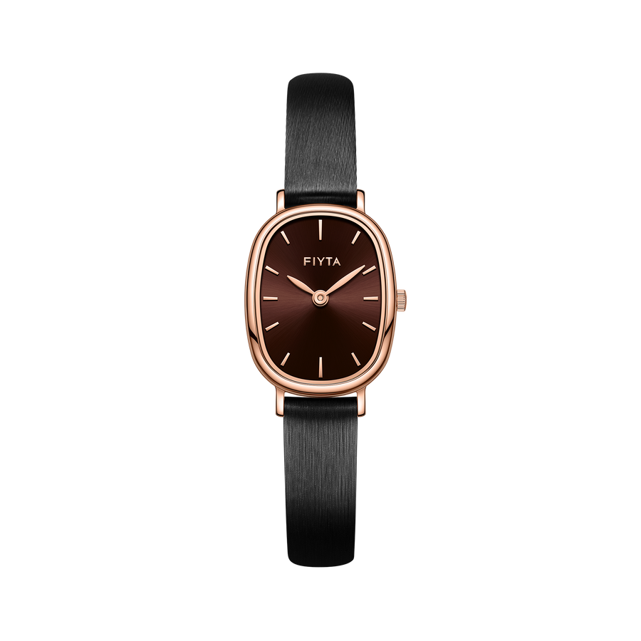FIYTA Cocoa Women's Quartz Watch DL21008.PKB product view (Brown Dial / Black Strap / Leather (DL21008.PKB)) (DL21008.PKB)
