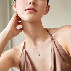 Gold Watch Mother-of-Pearl & Necklace & Pearl Bracelet Gift Set - FIYTA