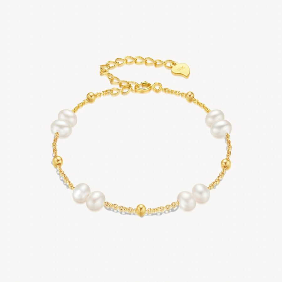 Gold Watch & Pearl Bracelet Gift Set - FIYTA