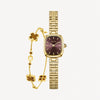 Gold Watch for Women & Tiger’s Eye Clover Bracelet Gift Set - FIYTA
