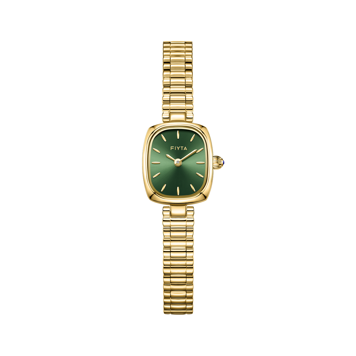 FIYTA Mini Cushion Women's Quartz Watch DL21012.GNG product view (Mint Green Dial / Gold Strap)