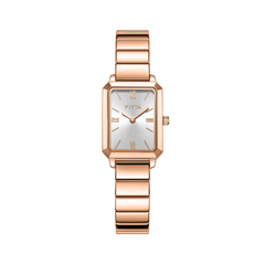 FIYTA Roman Radiance Bracelet Women's Quartz Watch DL21013.PWP product view (White Dial / Rose Gold Strap / Stainless steel (DL21013.PWP))
