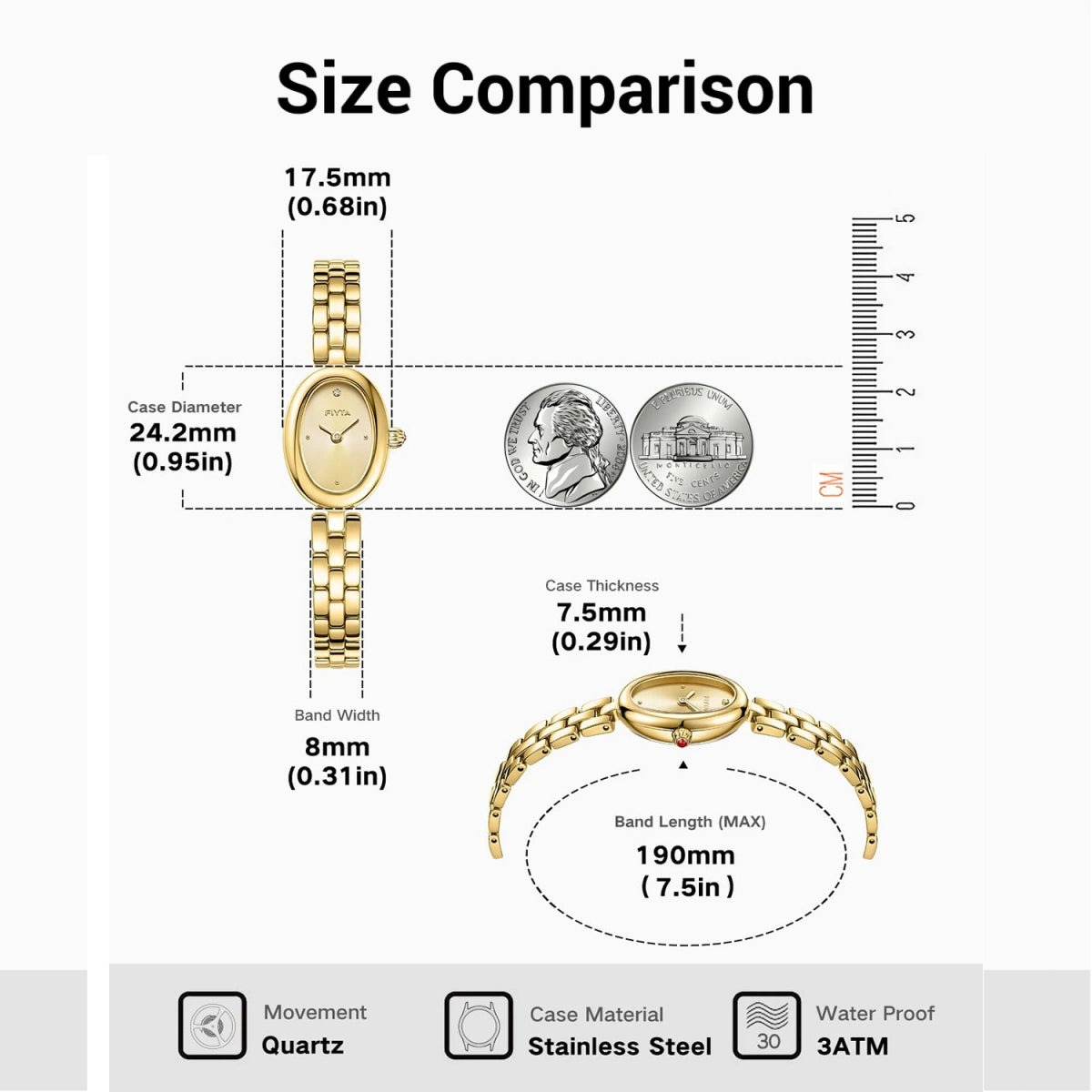 Little Golden Bean Watches for Women(Limited Gift Box) - FIYTA