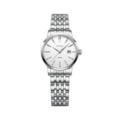 FIYTA Timeless Pair Women's Quartz Watch DL802002.WWW product view (White Dial / Silver Strap) (DL802002.WWW)