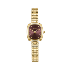 FIYTA Cushion Plus Women's Quartz Watch DL865030.GKG product view (Brown Dial / Gold Strap)