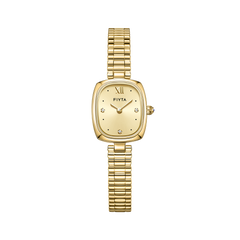 FIYTA Cushion Plus Women's Quartz Watch DL865031.GGG product view (Gold Dial / Gold Strap)