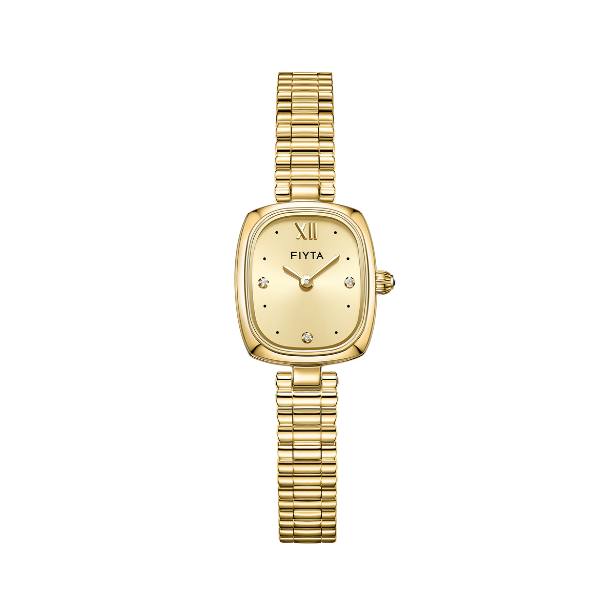 FIYTA Cushion Plus Women's Quartz Watch DL865031.GGG product view (Gold Dial / Gold Strap)