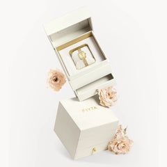 FIYTA Cushion Plus Women's Quartz Watch DL865031.GGG detail image (Gold Dial / Gold Strap)