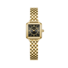 FIYTA Mini Retro Square Women's Quartz Watch DL865033.GBG product view (Black Dial / Gold Strap) (DL865033.GBG)