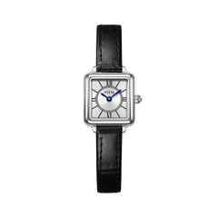 FIYTA Mini Retro Square Women's Quartz Watch DL865033.WWB product view (Silver Dial / Black Strap) (DL865033.WWB)