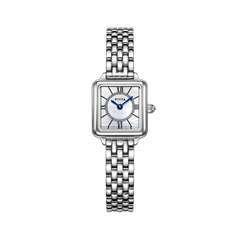 FIYTA Mini Retro Square Women's Quartz Watch DL865035.WWW product view (Mother-of-Pearl Dial / Silver Strap) (DL865035.WWW)