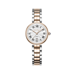 FIYTA Little Bliss Women's Quartz Watch DL865037.PWM product view (Silver Dial / Rose Gold & Silver Strap)
