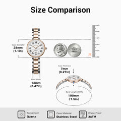 FIYTA Little Bliss Women's Quartz Watch DL865037.PWM detail image (Silver Dial / Rose Gold & Silver Strap)